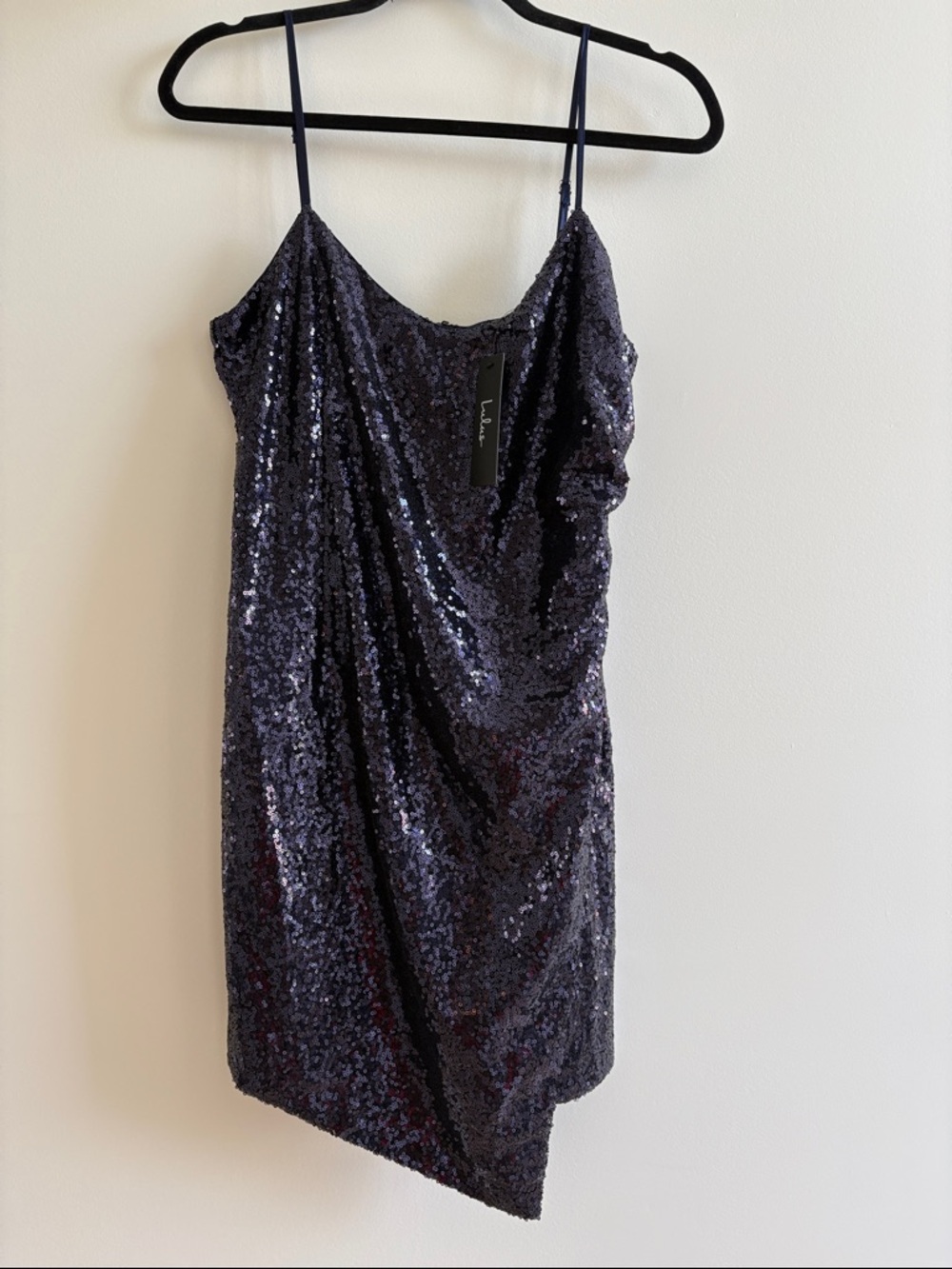 Lulus Blue Purple Sequin Asymmetrical Slip Dress - L